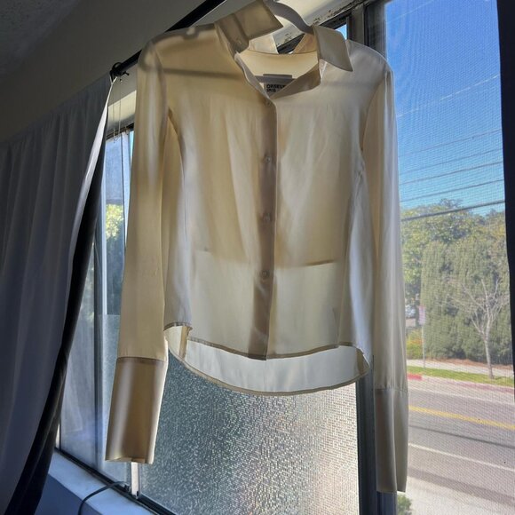 Orseund Iris 100% Silk long sleeve top ivory cream white blouse size XS - Picture 1 of 6